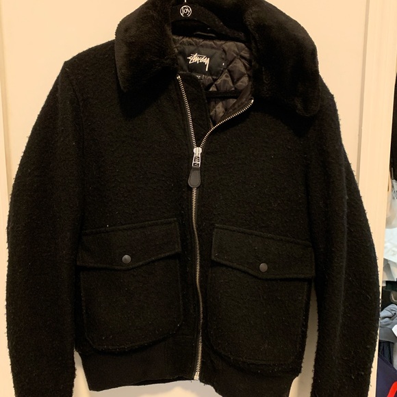 stussy wool bomber jacket